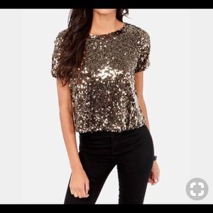 Holiday shirt sequin crop top